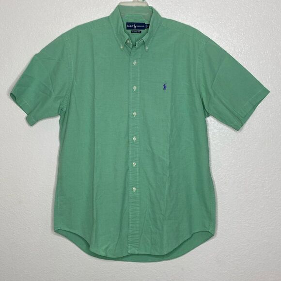 POLO by Ralph Lauren Men’s Light Green/White Fine Checkered Shirt Size L - Picture 1 of 4